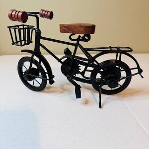 Bicycle Figurine With Wood and Metal Accents Moving Parts Bicycle Decoration